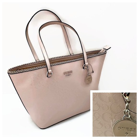 GUESS logos cover the faux-leather foundation tote - Picture 1 of 12